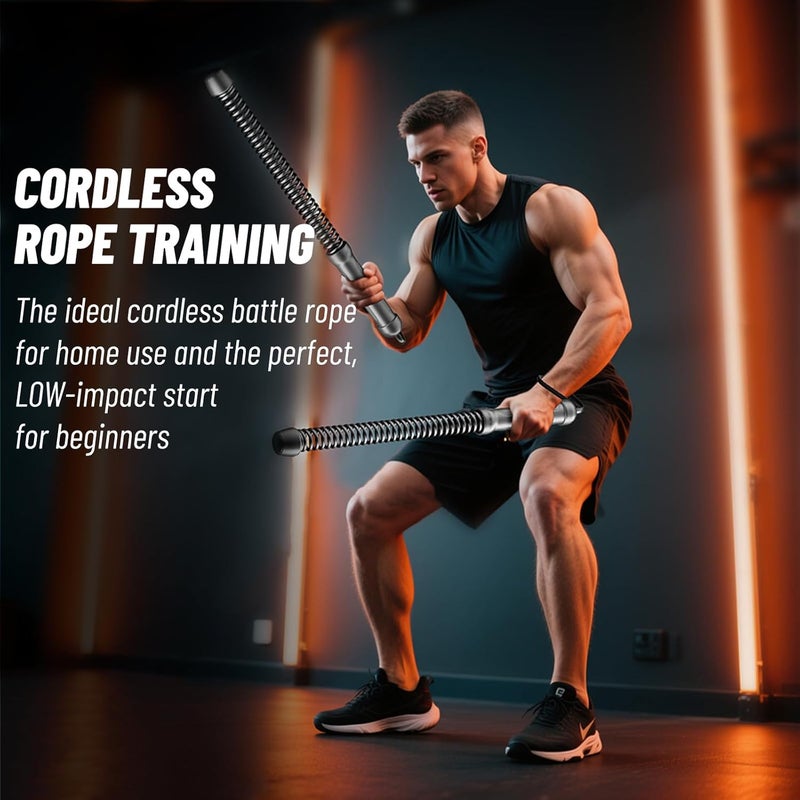 ELLAVA حبال المعركة بدون حبال لاسلكية لصالة الألعاب الرياضية المنزلية – حبل تمرين محمول بوزن لحصص HIIT، الكارديو وتدريب القوة، معدات تمرين كاملة للجسم ذات تأثير منخفض للرجال والنساء - Image 3